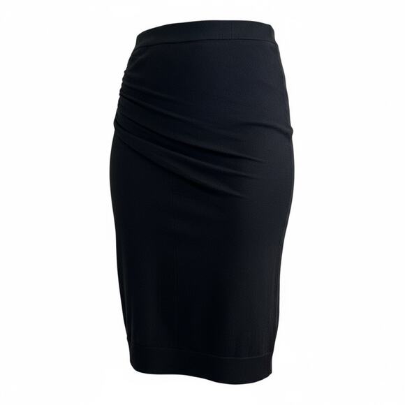 Carven Knit Pencil Skirt Black size S Gathered Side Stretch Knee Length - Picture 10 of 11